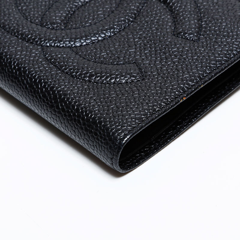 シャネル CHANEL 二つ折り財(cái)布 4番臺(tái) 1996-1997 キャビア ココマーク ブラック