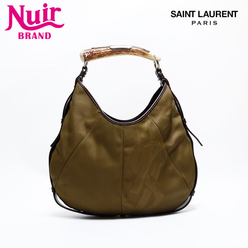 イヴ?サンローラン YVES SAINT LAURENT ショルダーバッグ YSL キャンバス ホーボー モンバサ カーキ