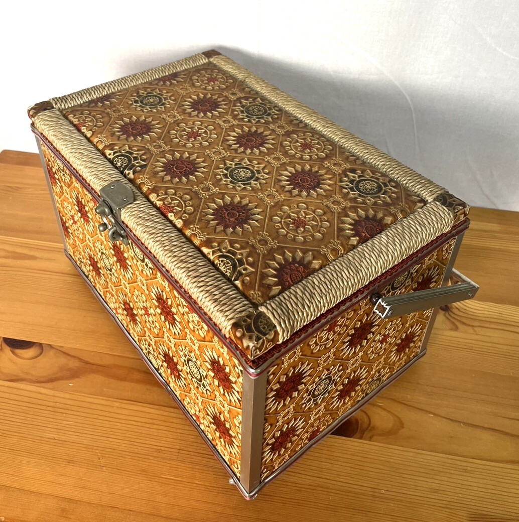 【S121】昭和レトロ/裁縫箱/化粧箱/メイクボックス/ソーイングボックス/アンティーク/小物入れ/レトロ/収納ボックス/中古/現状品_画像7