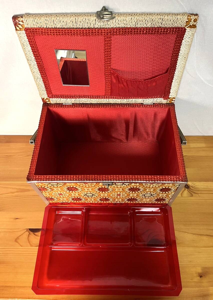 【S121】昭和レトロ/裁縫箱/化粧箱/メイクボックス/ソーイングボックス/アンティーク/小物入れ/レトロ/収納ボックス/中古/現状品_画像5