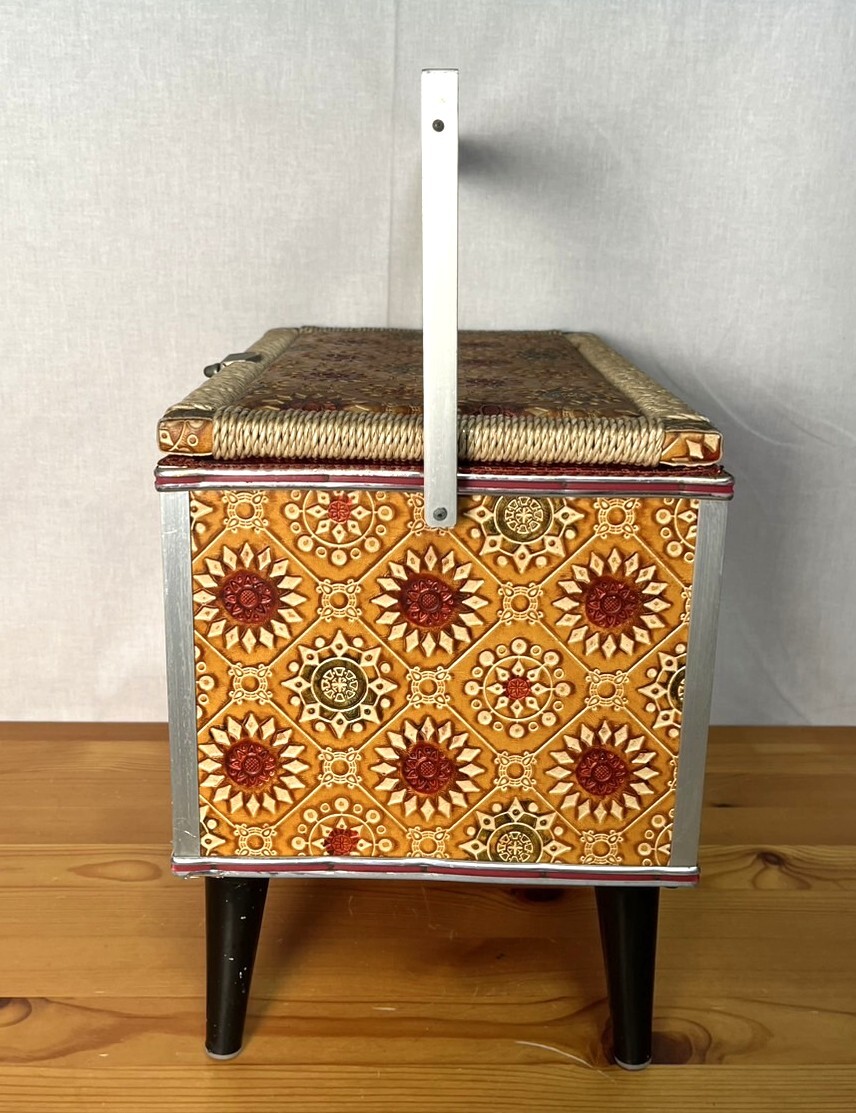 【S121】昭和レトロ/裁縫箱/化粧箱/メイクボックス/ソーイングボックス/アンティーク/小物入れ/レトロ/収納ボックス/中古/現状品_画像9