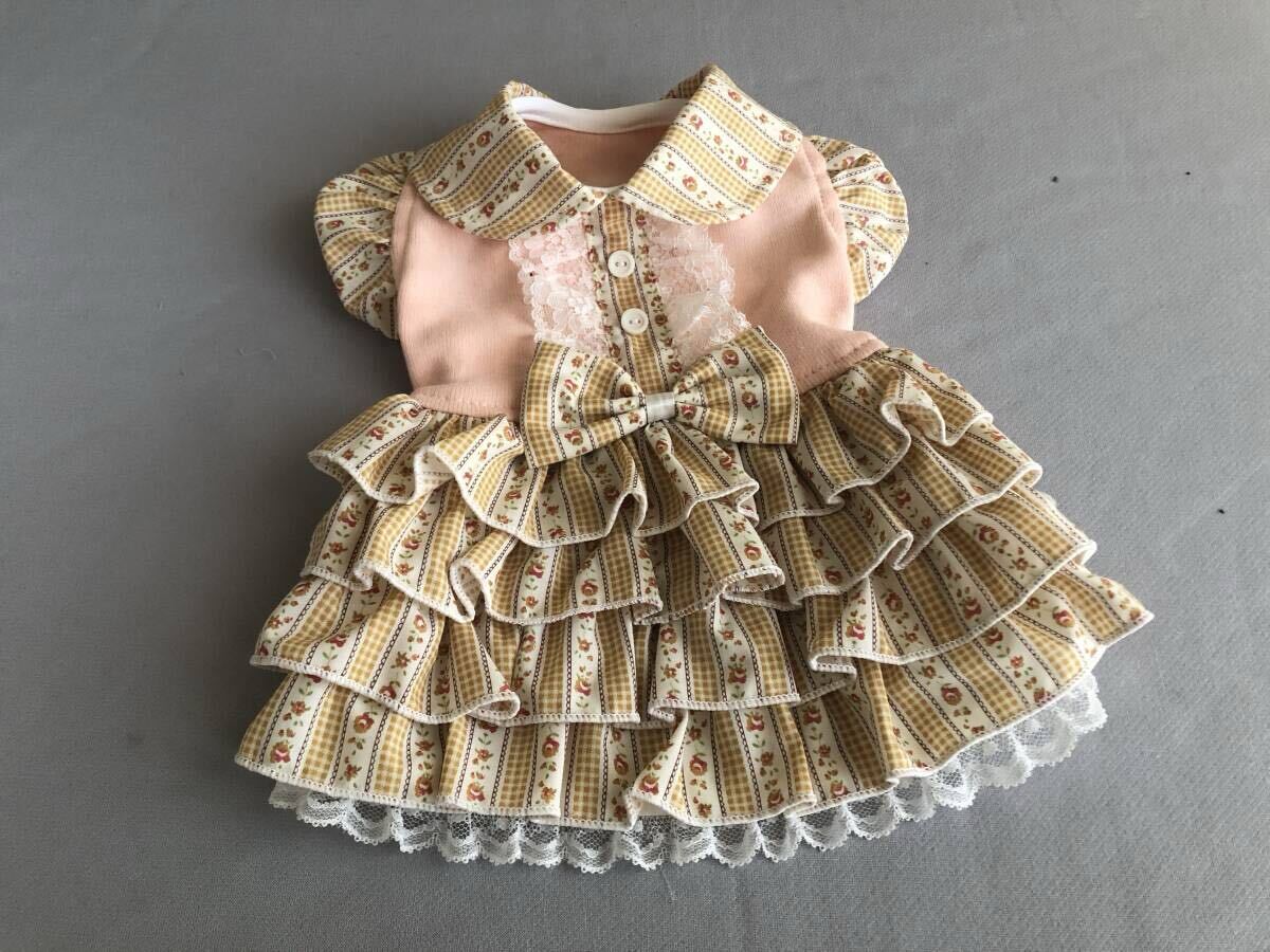 ◎胴囲34◎小花*チェックライン*フリルスカートワンピ_画像1