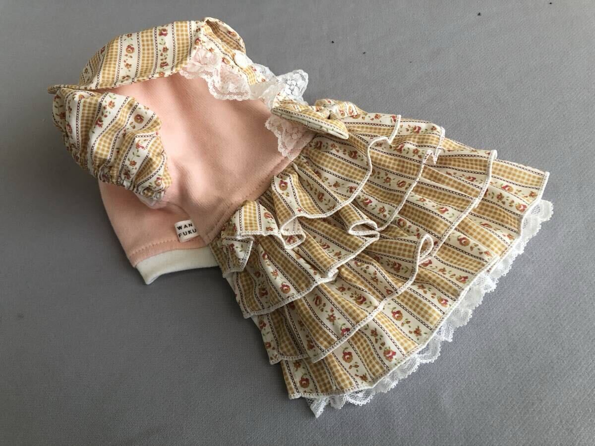 ◎胴囲34◎小花*チェックライン*フリルスカートワンピ_画像3