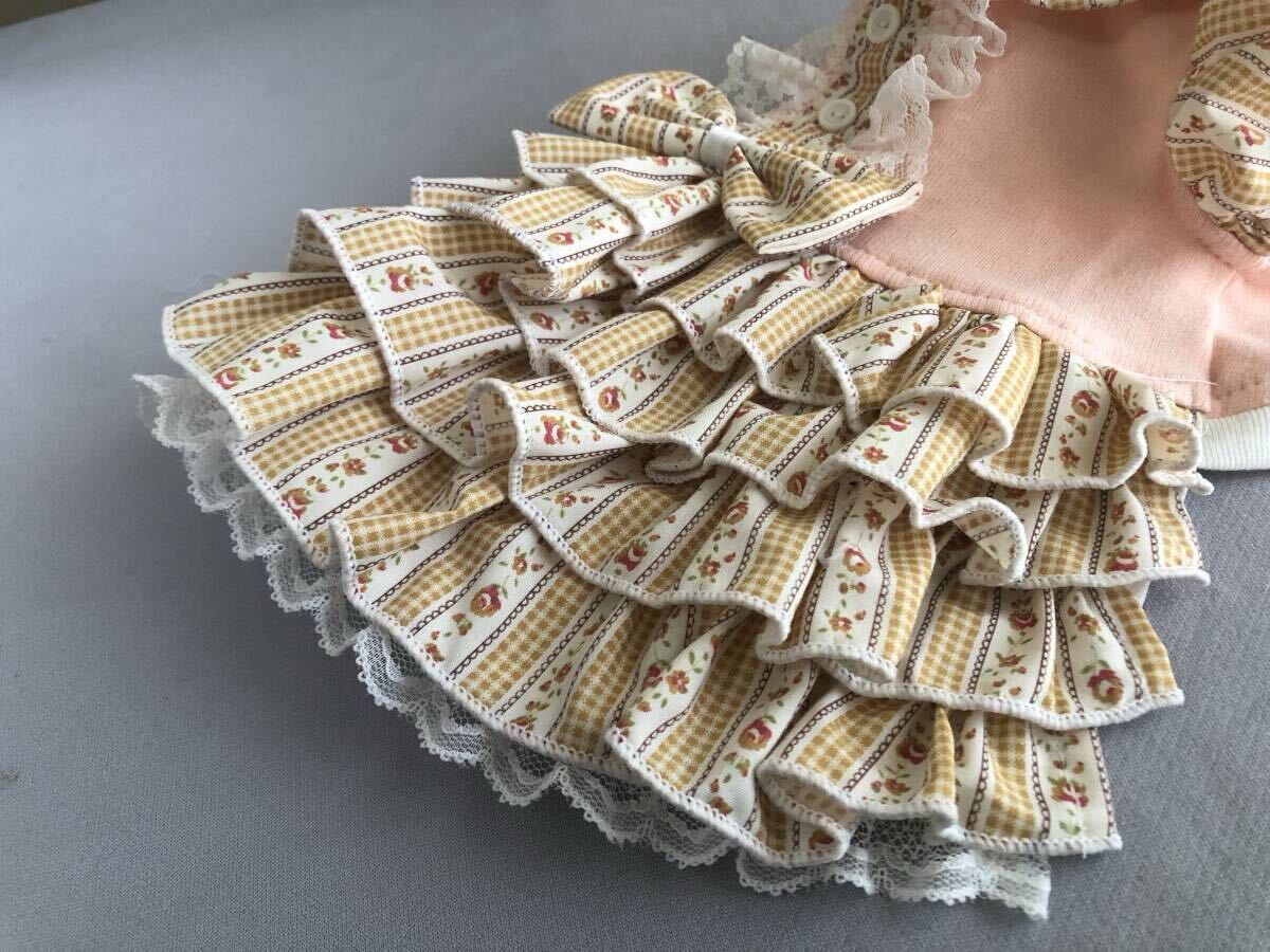 ◎胴囲34◎小花*チェックライン*フリルスカートワンピ_画像4