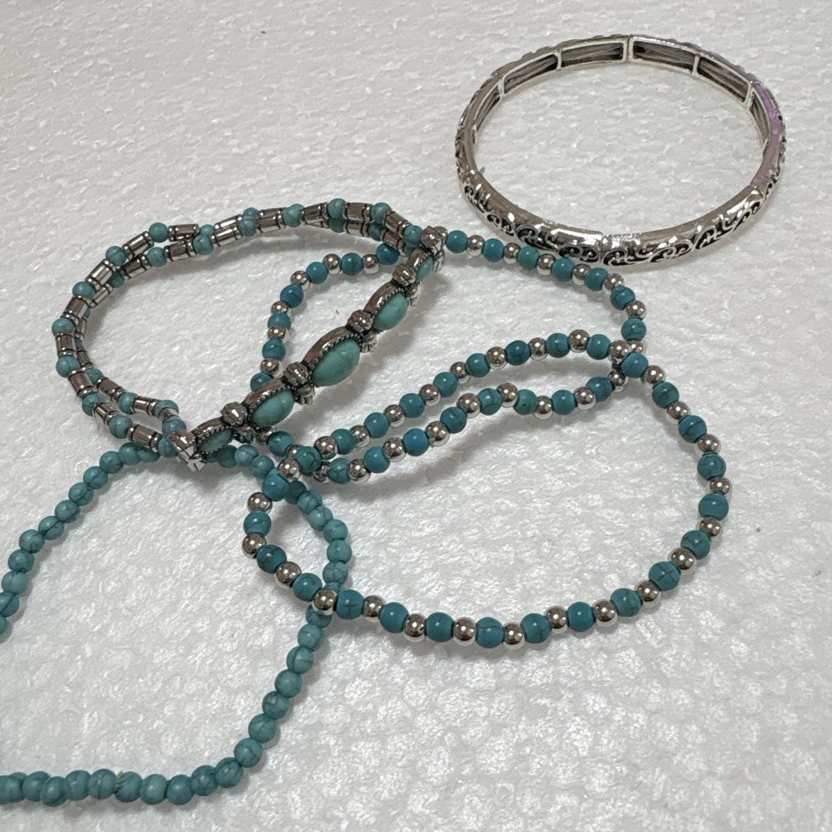 ブレスレット　ヴィンテージ風 ターコイズ 5点セット 多重巻き エスニック アクセサリー_画像5