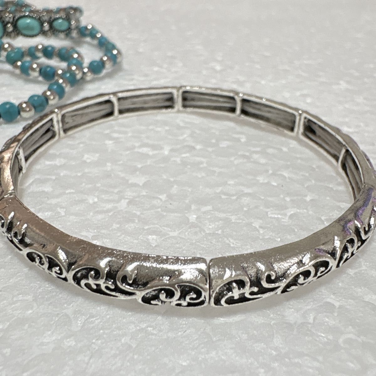 ブレスレット　ヴィンテージ風 ターコイズ 5点セット 多重巻き エスニック アクセサリー_画像6