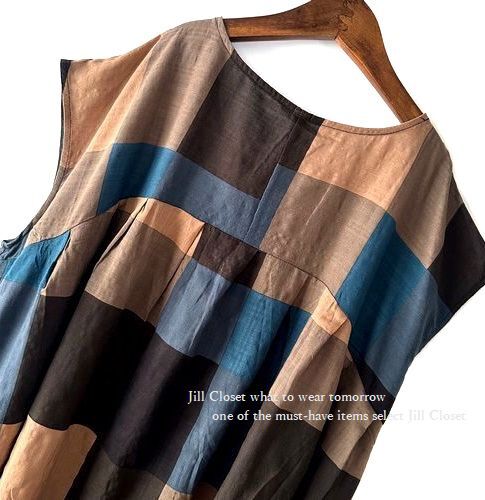 新品【送料185円】配色ブロックパネル*ナチュラルCOTTON*フレンチスリーブ*プルオーバー*チュニック*ワンピース 7504.MIX