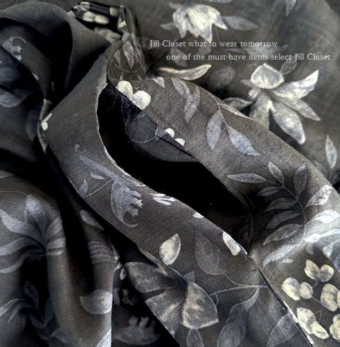 新品【送料185円】ボタニカルフラワー*贅沢なギャザー＆ドレープ*ナチュラルCOTTON素材*プルオーバー*ワンピース7501.BLACK.