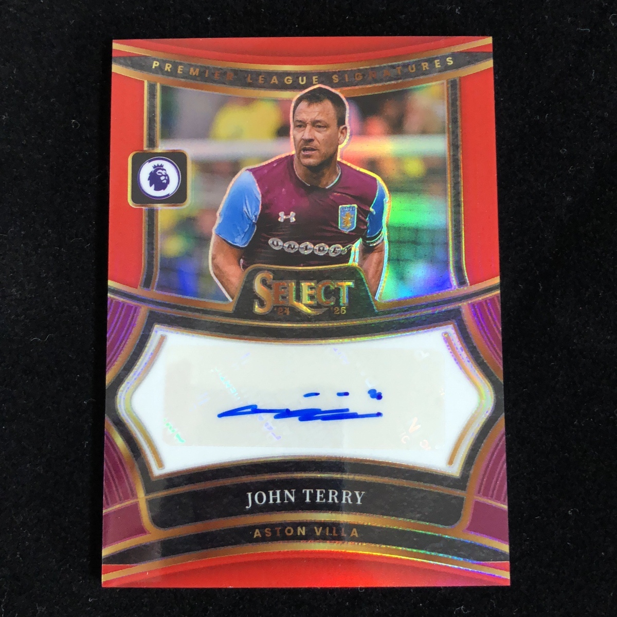 John Terry ジョン?テリー Panini Select Premier League 2024-2025 Prizm Red Auto サイン 直筆 Aston Villa