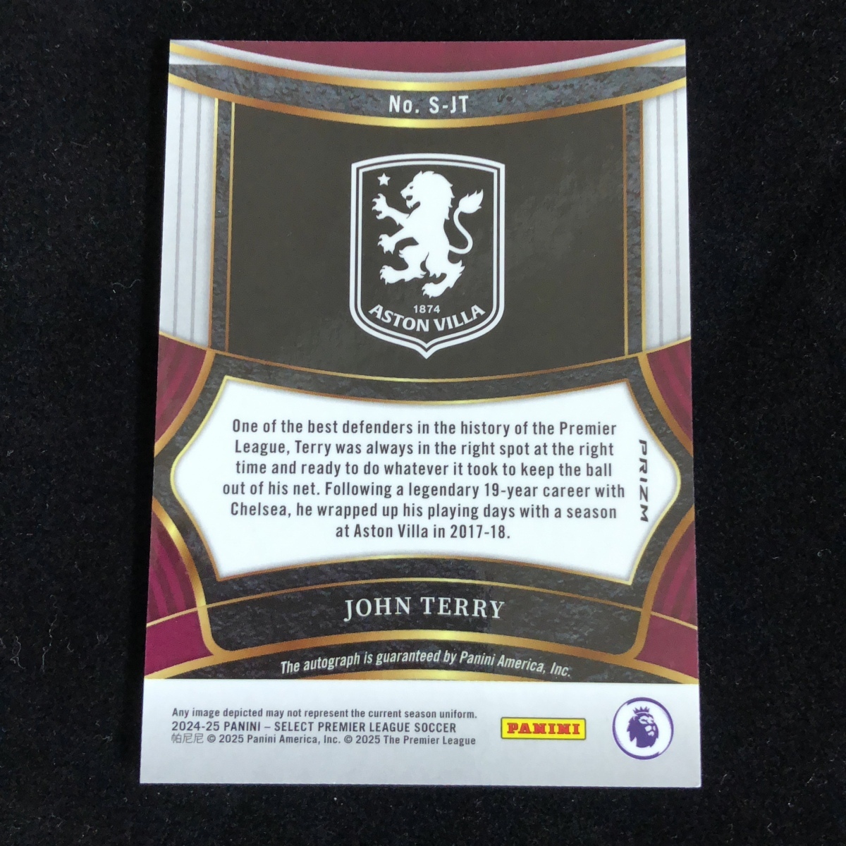 John Terry ジョン?テリー Panini Select Premier League 2024-2025 Prizm Red Auto サイン 直筆 Aston Villa