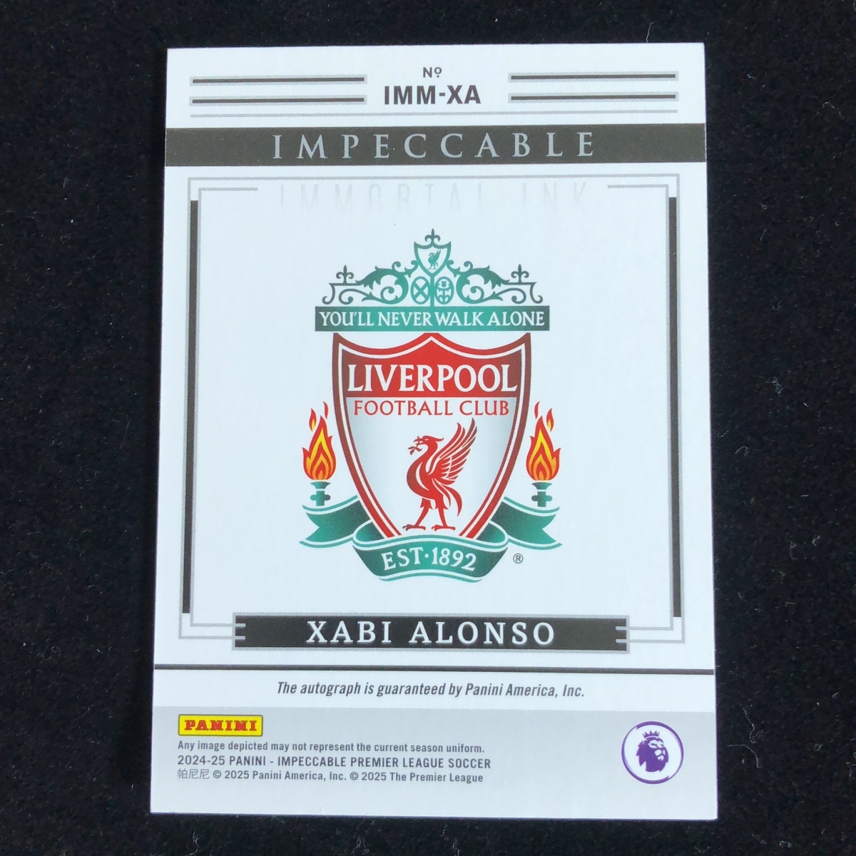 Xabi Alonso シャビ?アロンソ Panini Impeccable Premier League 2024-2025 /99 Auto 直筆 サイン Liverpool FC