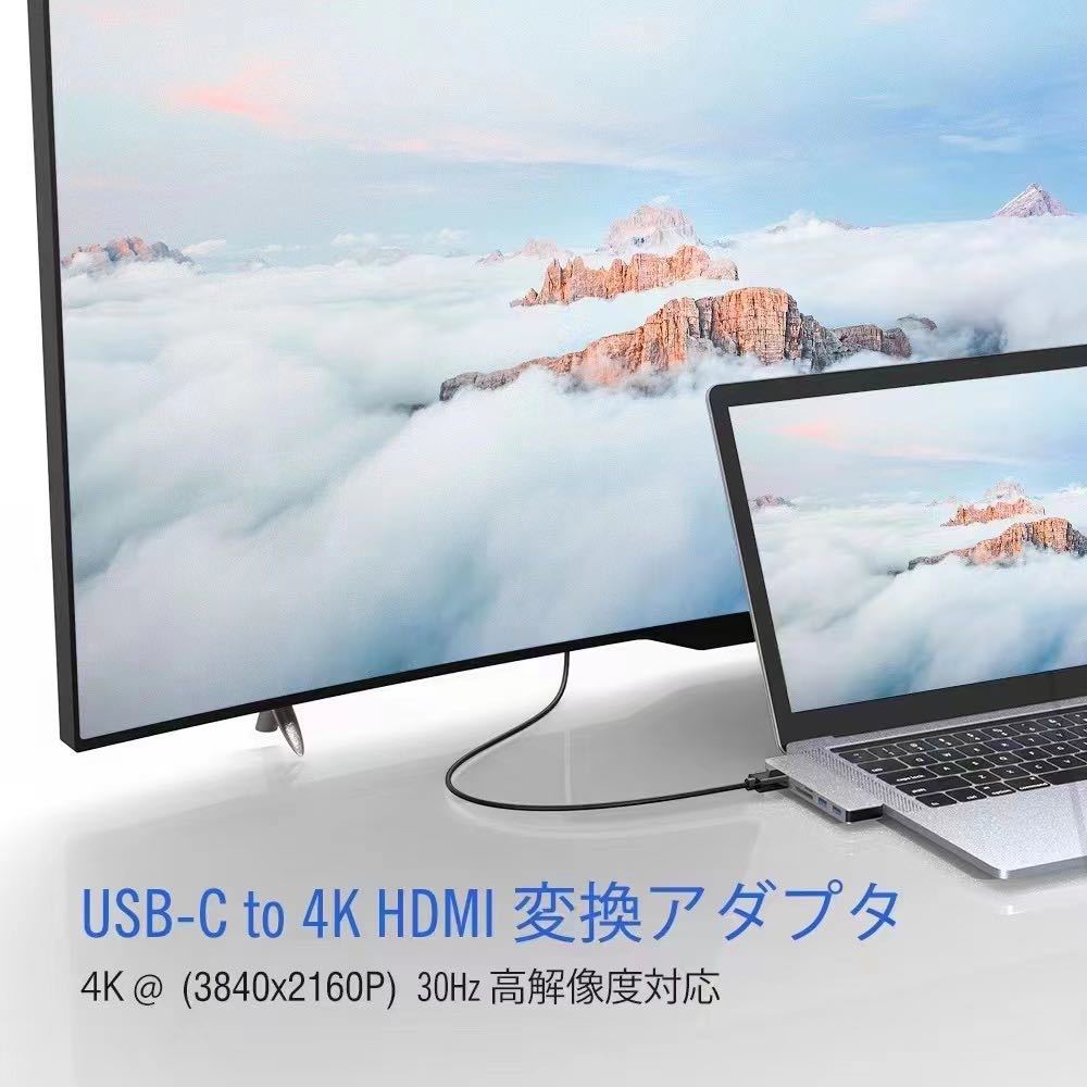 MacBook 6in1 USB-C ハブ PD充電 ポート USB3.0ポート SD/Micro SDカードリーダー 直挿しタイプ