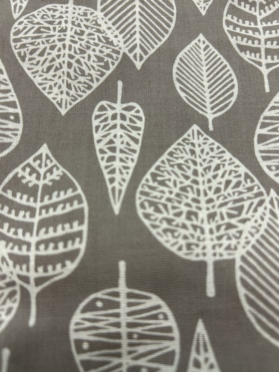 ハンドメイド☆きんちゃく袋 グレー 葉っぱ リーフ_画像4