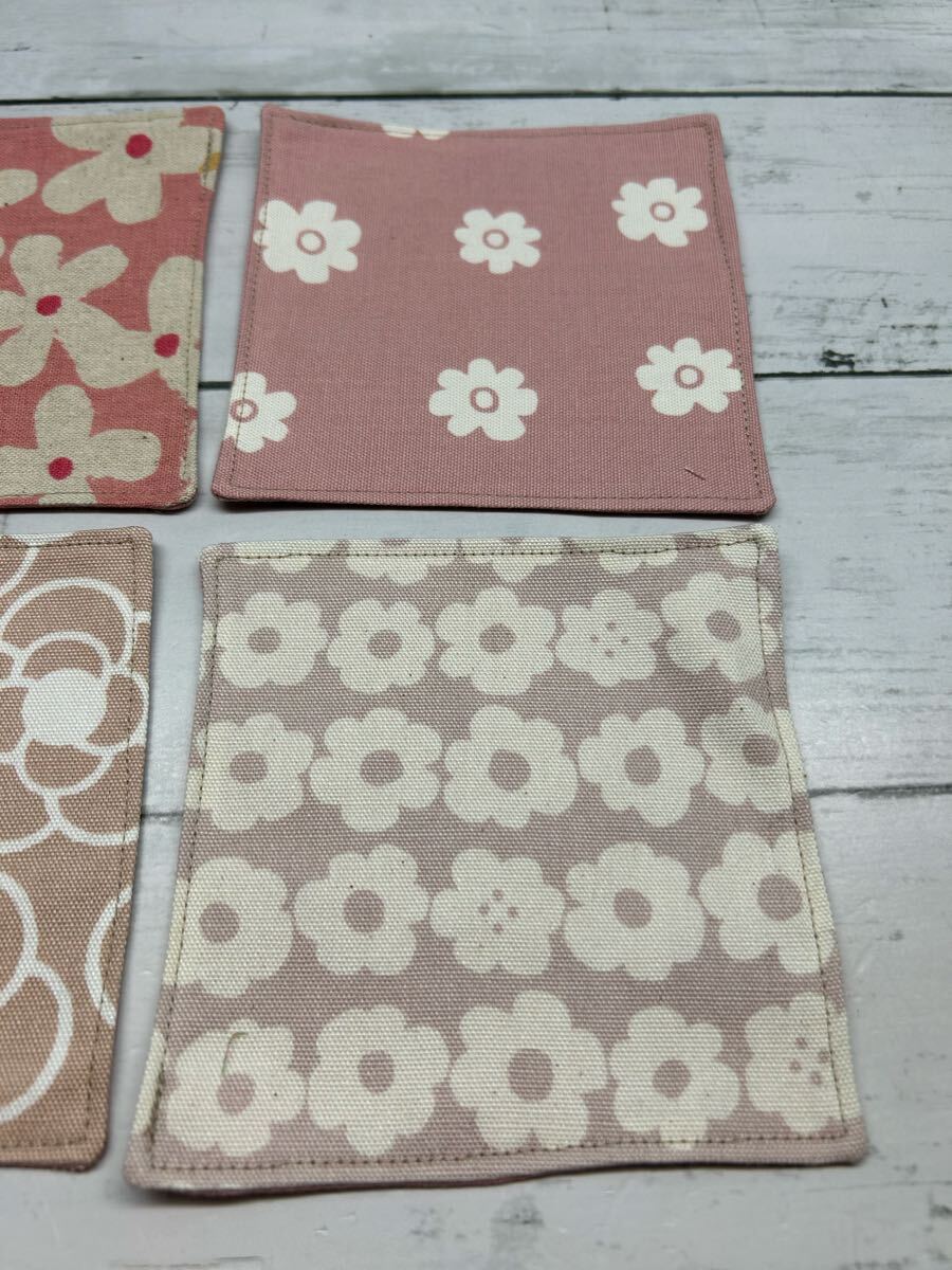 ハンドメイド☆コースター４枚セット　ピンクのお花_画像4