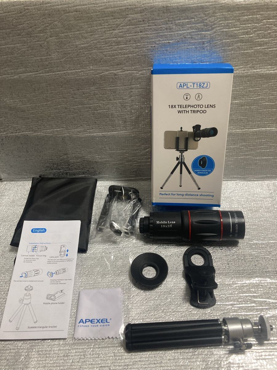 P）APEXEL スマホ望遠レンズ 単眼鏡 望遠鏡【ライブ専用18倍/94g軽量/三腳付屬】コンパクト クリアで鮮明な寫真撮る(T18XZJ)