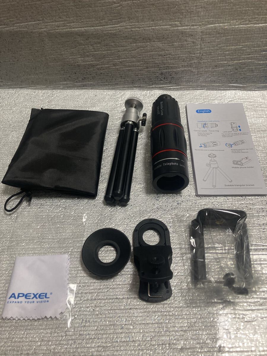 P）APEXEL スマホ望遠レンズ 単眼鏡 望遠鏡【ライブ専用18倍/94g軽量/三腳付屬】コンパクト クリアで鮮明な寫真撮る(T18XZJ)