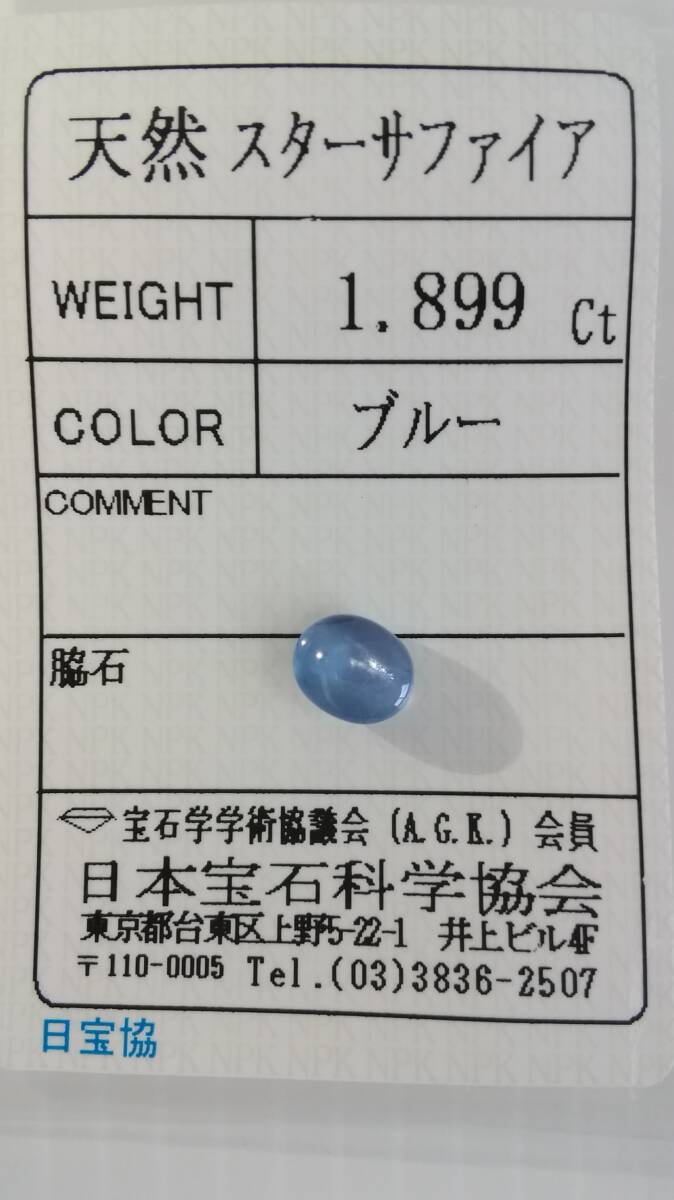 天然 スターサファイア ルース 六条スター効果あり 氷のような透き通る感あり 7.8x6.2x4.5-2.3mm、ソーティング付き