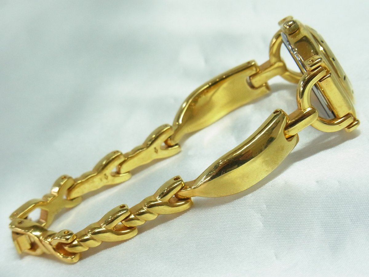 1円～【稼働】FineGold 24KT レディース 腕時計 クオーツ ３針 トノー SSｘ24KT 本體ゴールド 文字盤ゴールド系 ベルト刻印無し