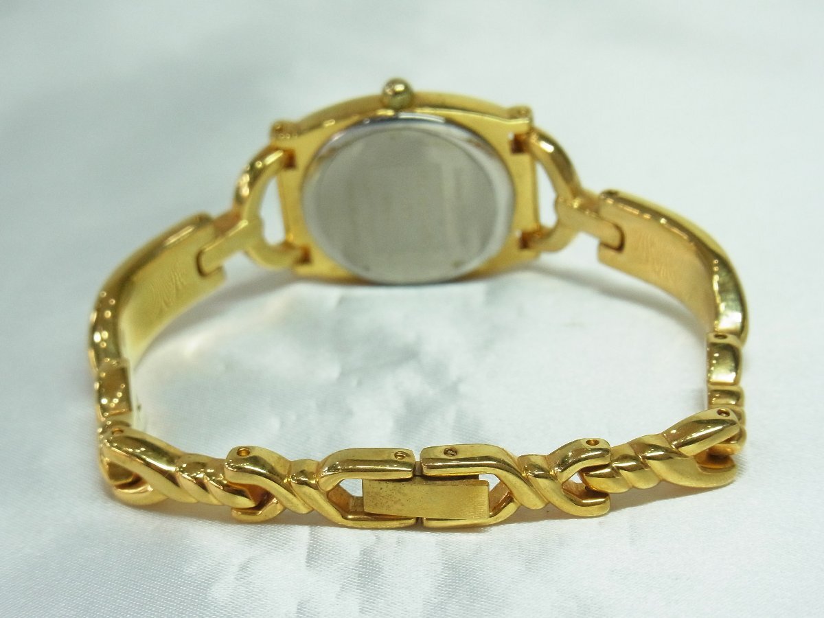 1円～【稼働】FineGold 24KT レディース 腕時計 クオーツ ３針 トノー SSｘ24KT 本體ゴールド 文字盤ゴールド系 ベルト刻印無し