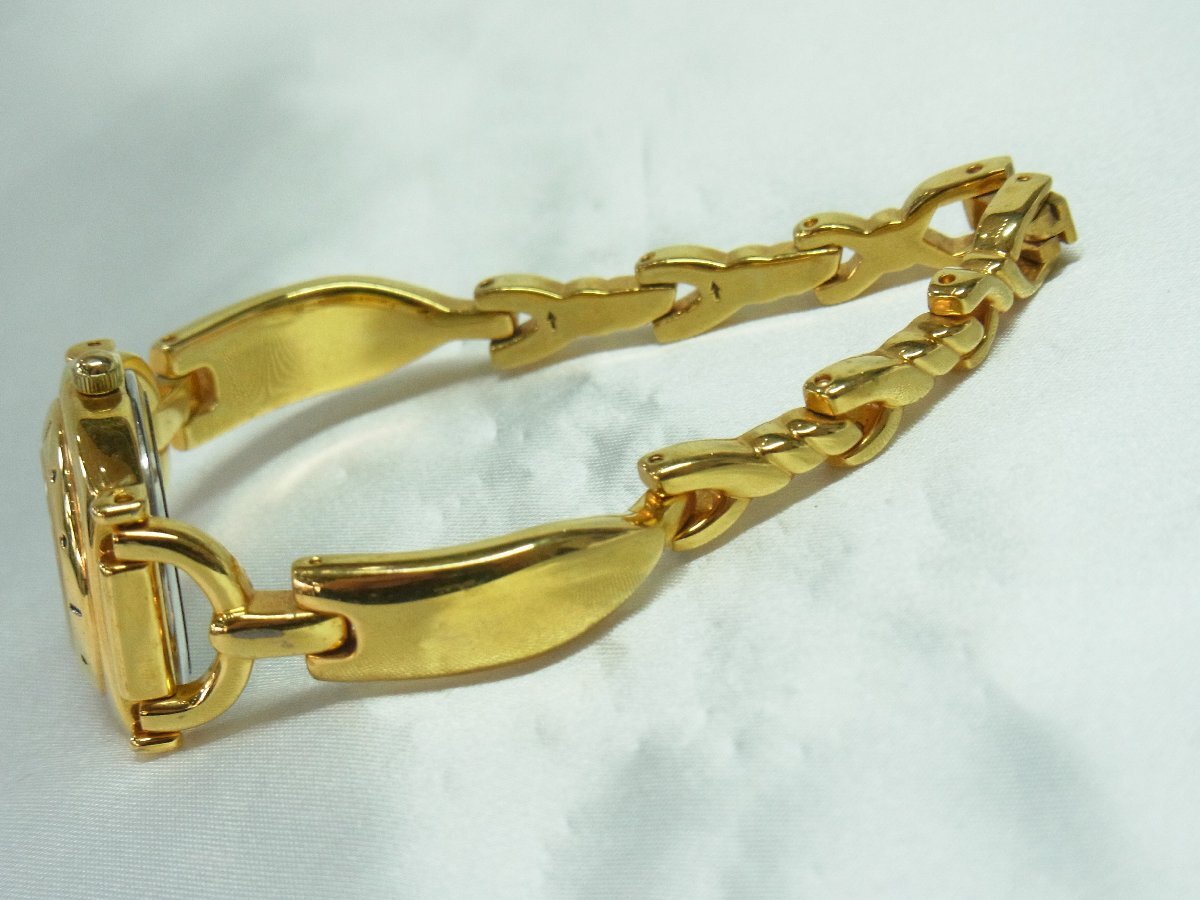 1円～【稼働】FineGold 24KT レディース 腕時計 クオーツ ３針 トノー SSｘ24KT 本體ゴールド 文字盤ゴールド系 ベルト刻印無し