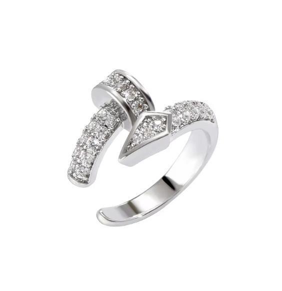 1021★新品未使用★レディース シルバー 釘 イヤーカフ czダイヤモンド ジュエリー イヤリング ピアス アクセサリー 女性 シンプル_画像2