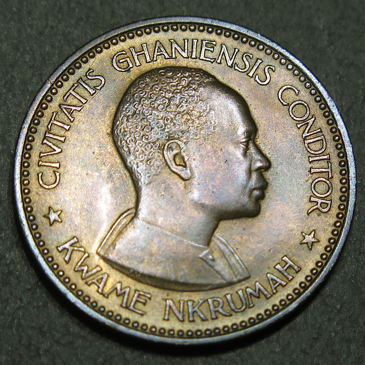 ガーナ 1958年 昭和33年 エンクルマ大統領 1ペニー青銅貨 k0047_画像2