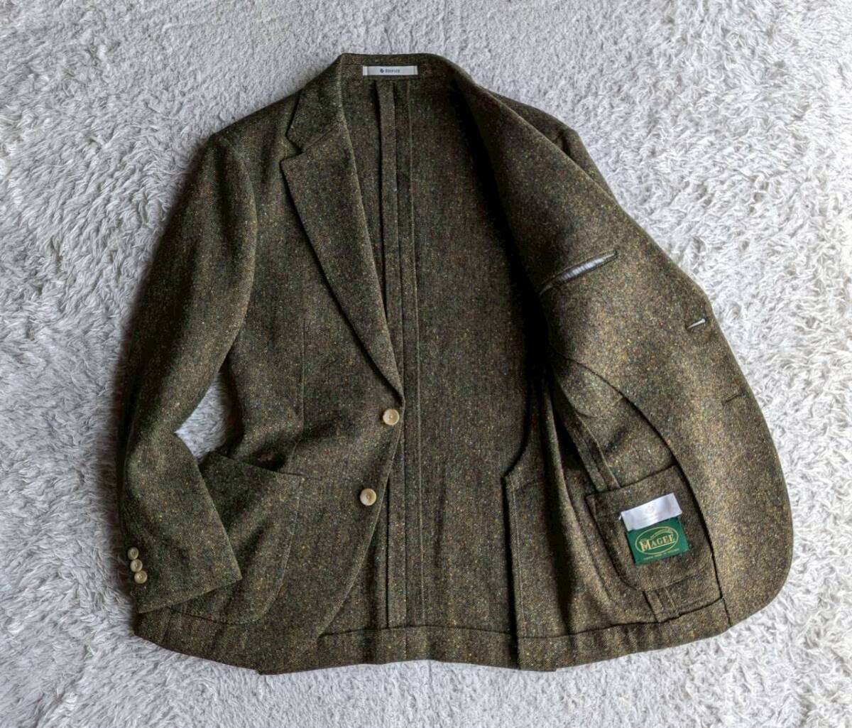 エディフィス 秋冬 ドネガル ツイード MAGEE ウール 段返り3B ジャケット パッチポケット 44 S～Mサイズ相当_画像3