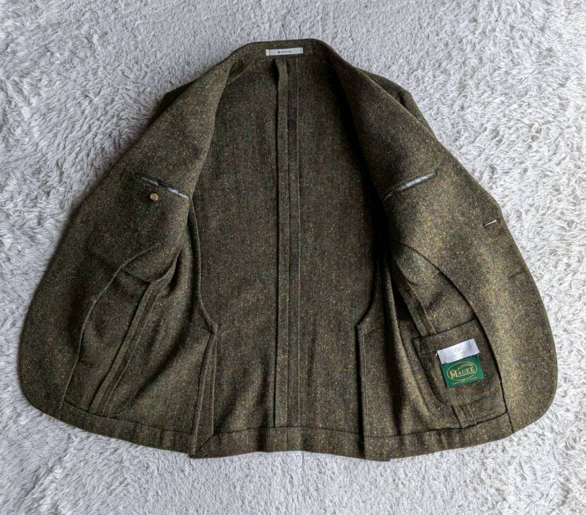 エディフィス 秋冬 ドネガル ツイード MAGEE ウール 段返り3B ジャケット パッチポケット 44 S～Mサイズ相当_画像4