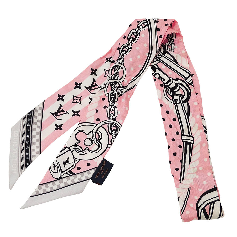 ルイ・ヴィトン LOUIS VUITTON スカーフ レディース ブランド モノグラム シルク バンドーBB・オーシャン バンダナ ピンク M96319 可愛い_画像1