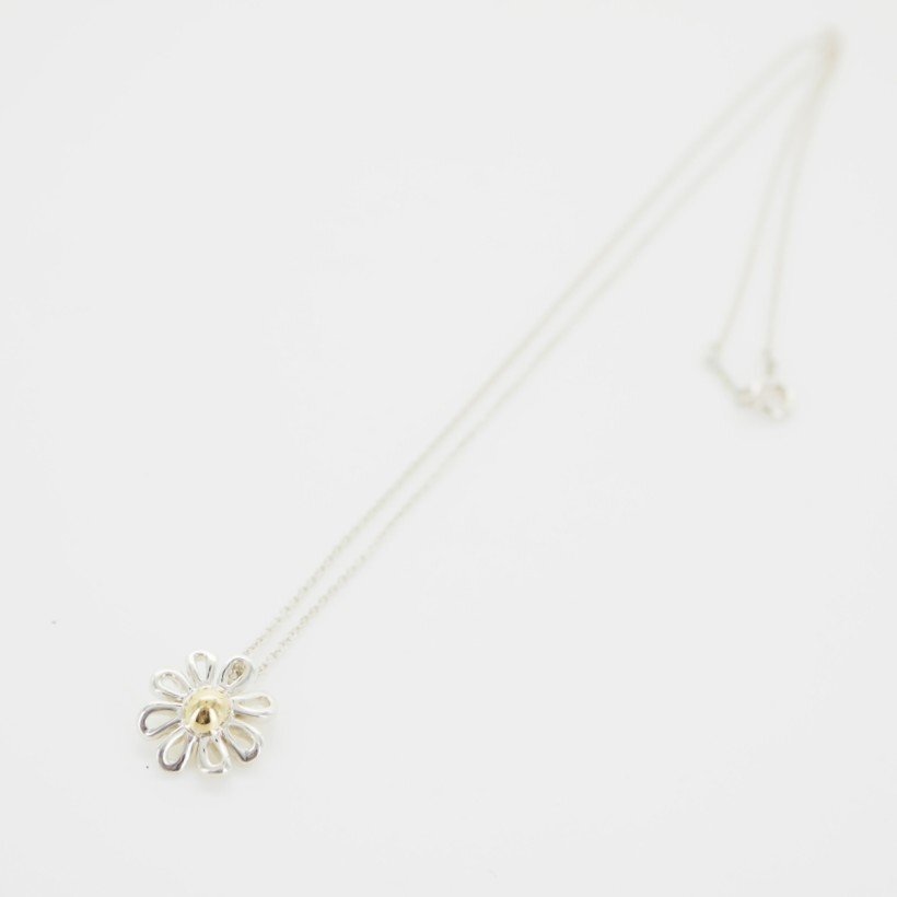 ◆即決あり◆ TIFFANY&Co. ティファニー SV シルバー 925 K18 フラワー デイジー ネックレス 3.1g USED レディース アクセサリー「27482」_画像2
