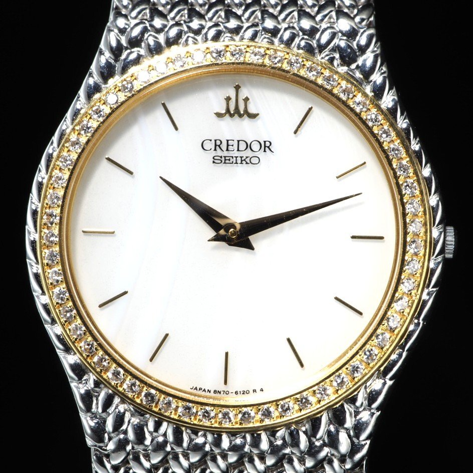 ◆即決あり◆ SEIKO CREDOR セイコー クレドール YG/SS GCAD005 8N70-6140 サードニクス 天然石 文字盤 Dベゼル 「27721」_画像2