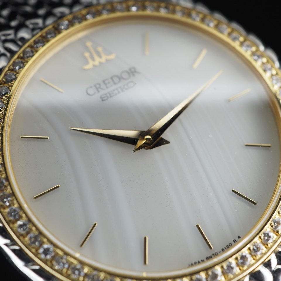 ◆即決あり◆ SEIKO CREDOR セイコー クレドール YG/SS GCAD005 8N70-6140 サードニクス 天然石 文字盤 Dベゼル 「27721」_画像4