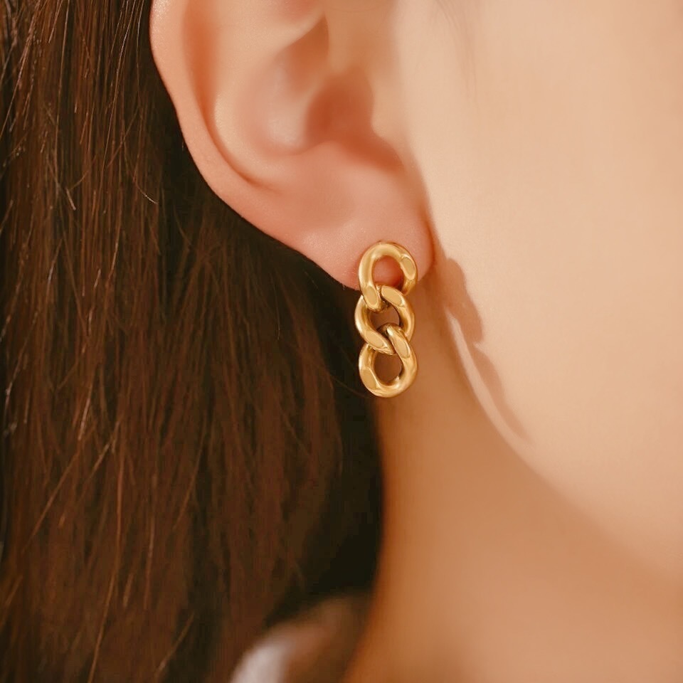 送料無料★akeeeeey★【アレルギー対応】ステンレス☆デザインチェーン メタルピアス_Ⅴ｜アレルギーフリー ゆれるピアス チェーンピアス_画像8