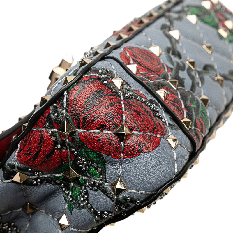 ヴァレンティノ ロックスタッズ バラ 薔薇 ハンドバッグ チェーン ショルダーバッグ 2WAY ブルー マルチカラー VALENTINO 【中古】_画像5