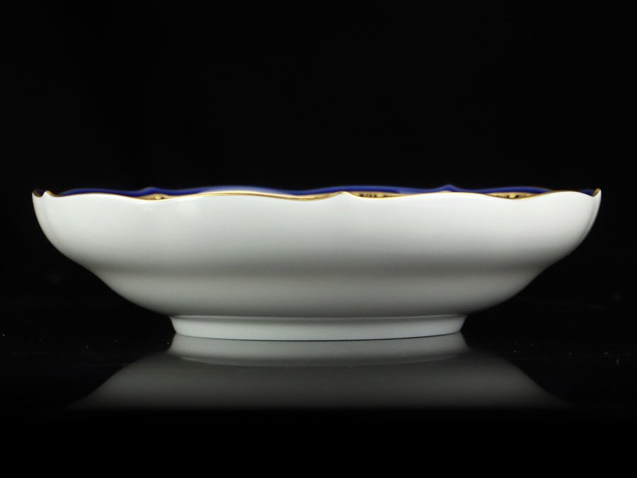 魁◆本物保証 Meissen マイセン Aカンテ コーヒーカップ＆ソーサー 5つ花 金彩コバルトブルー