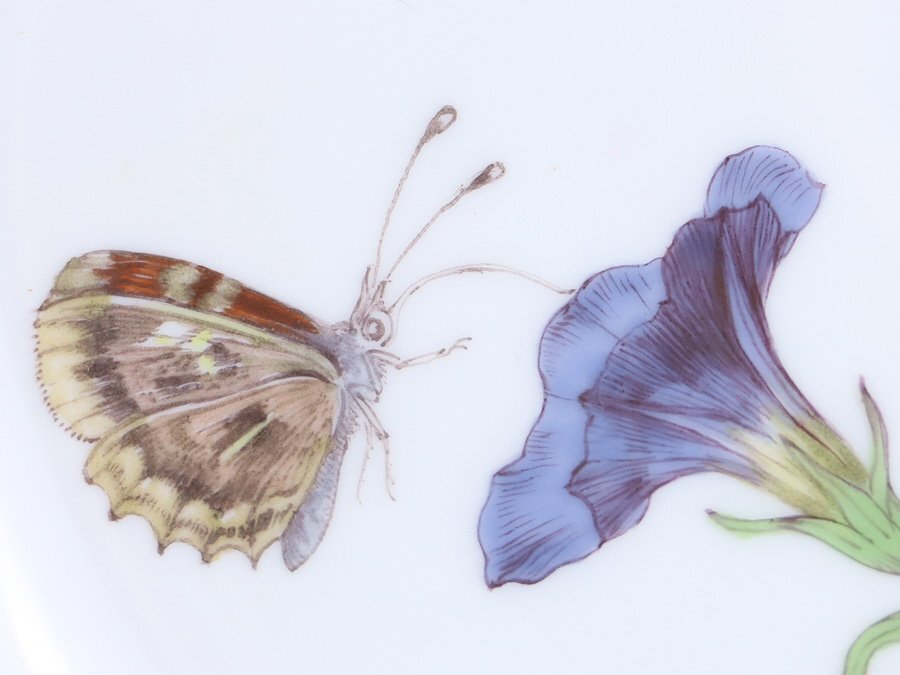 魁◆名家コレクション 激レア！マイセン最高峰 最上級の華 「FF ブルーメ」 花と昆蟲 金彩裝飾 プレート 直徑19㎝ 未使用極上品