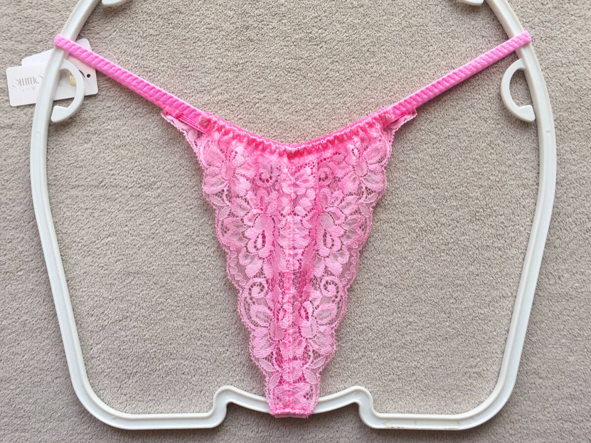 【ラ?ポーム/La-Pomme】くい込みＴフロント★透け透けストレッチ＆フラワーレース★淺履きハーフバック/ピンク?新品/日本制