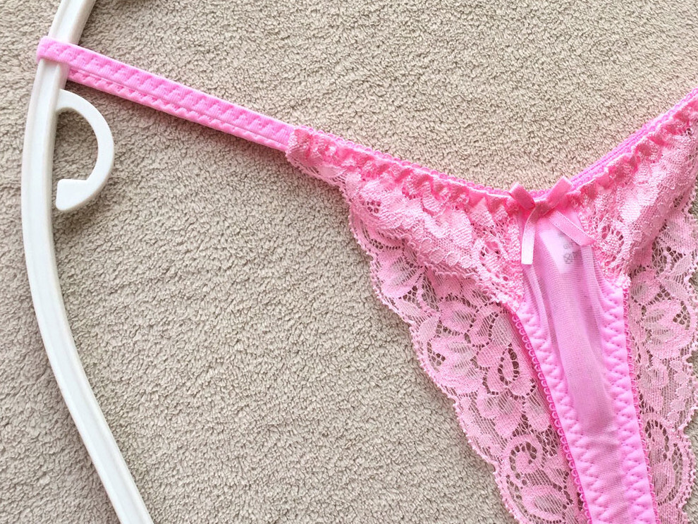 【ラ?ポーム/La-Pomme】くい込みＴフロント★透け透けストレッチ＆フラワーレース★淺履きハーフバック/ピンク?新品/日本制