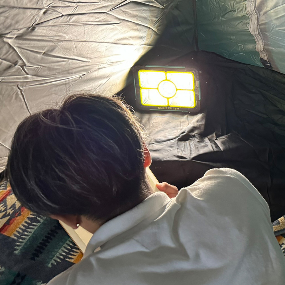 LED 投光器 ランタン Lサイズ ソーラー USB 充電式 照明器具 ライト 屋外 防水 フック マグネット 三脚_画像9
