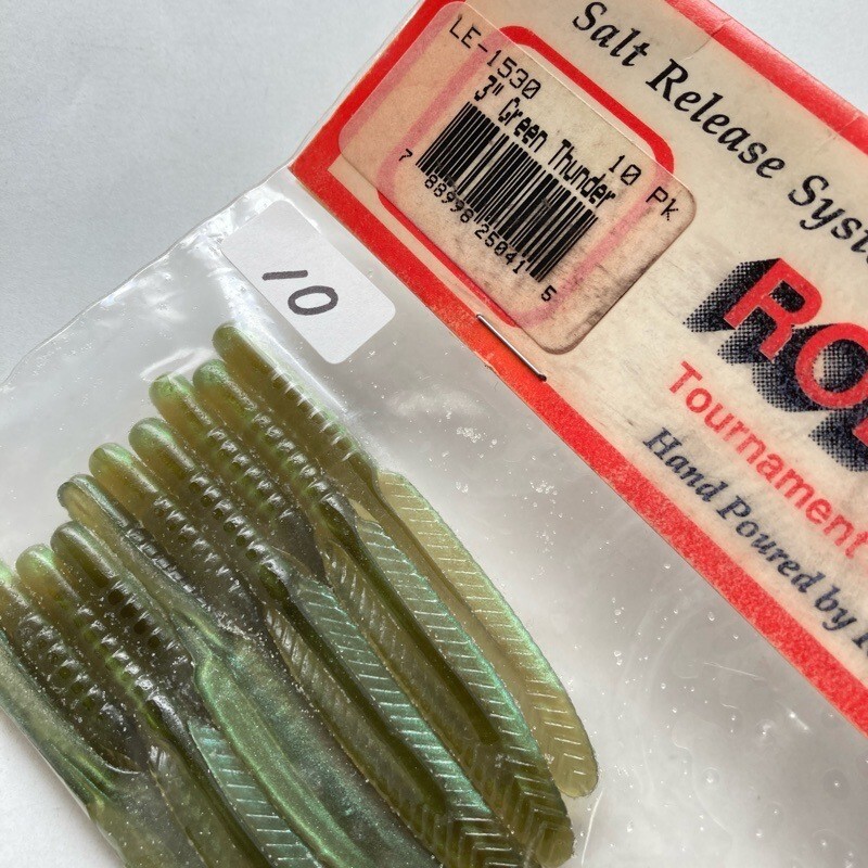 814671 新品 ロボワーム リーチ 3インチ １０本 #グリーンサンダー ROBOWORM LEECH バス釣り ダウンショット系_画像3