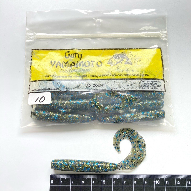 815012 新品 ゲーリーヤマモト 6インチ ジャンボグラブ １０本 GARY YAMAMOTO #214 スモーク／ブルー＆ブラック＆ゴールドFLK オールド品_画像1