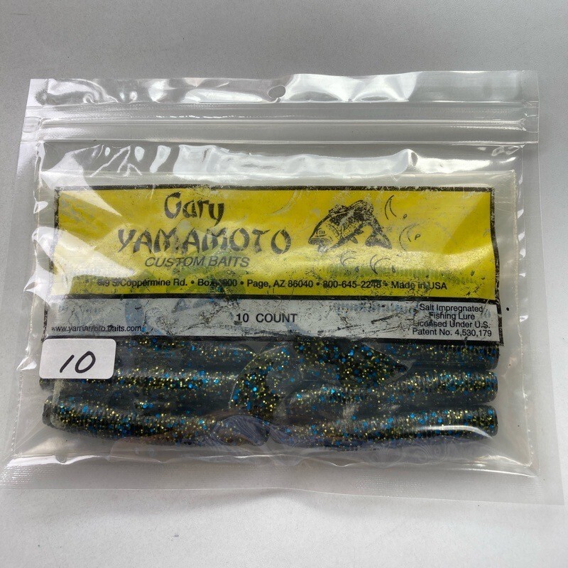 815012 新品 ゲーリーヤマモト 6インチ ジャンボグラブ １０本 GARY YAMAMOTO #214 スモーク／ブルー＆ブラック＆ゴールドFLK オールド品_画像4