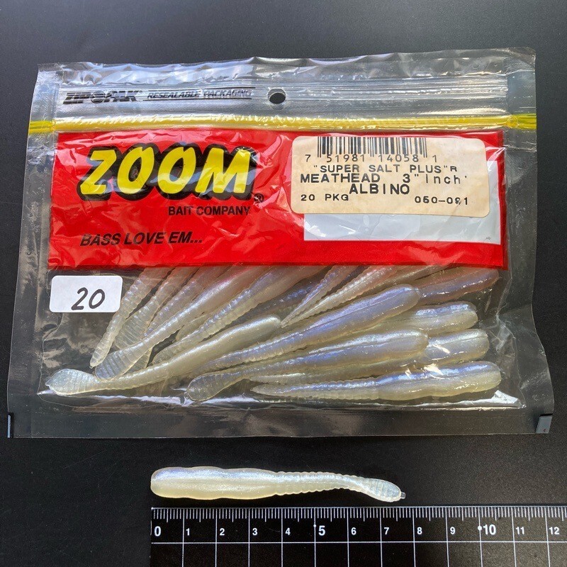 815417 新品 ZOOM/ZBC 3インチ ミートヘッド ２０本 #アルビノ ZOOM BAIT COMPANY ズーム 旧マテリアル_画像1