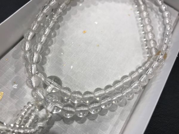 ▼三作▼新品税込　女性用数珠　丸珠　２連　白房　念珠_画像2