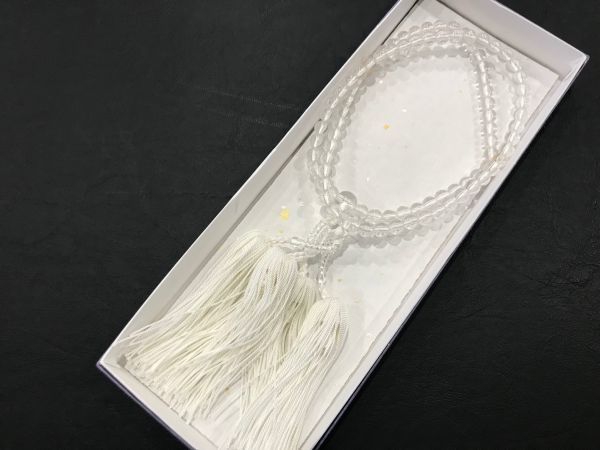 ▼三作▼新品税込　女性用数珠　丸珠　２連　白房　念珠_画像3