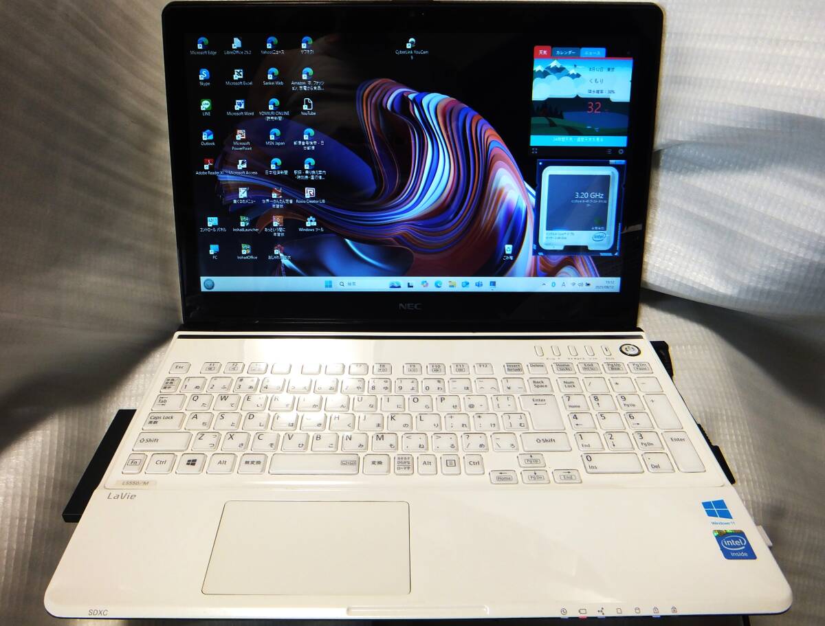 ◇NEC LS550/MSW 第3世代i7-3630QM 2.4GHz 新品SSD256GB メモリ8GB Bluetooth無線 WEBカメラ 15.6 Windows11/24H2+10◇
