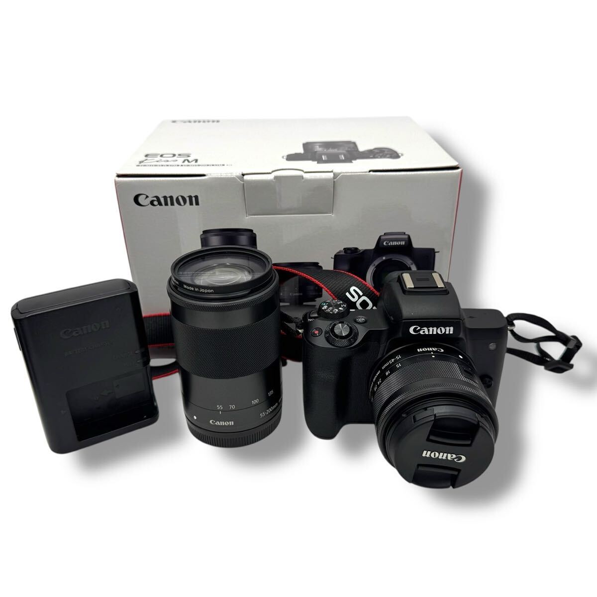Canon EOS KISS M キャノン ダブルズームキット ブラック ミラーレスカメラ