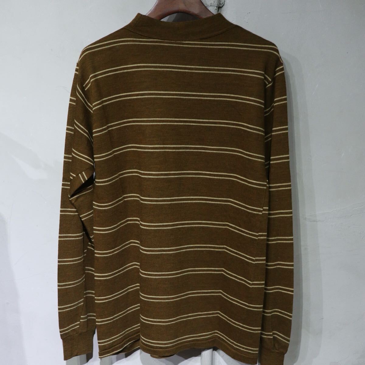 【即決】70s Campus キャンパス ボーダー カットソー アクリルニット セーター ブラウン 茶色 長袖 USA アメリカ製 古着 L_画像3