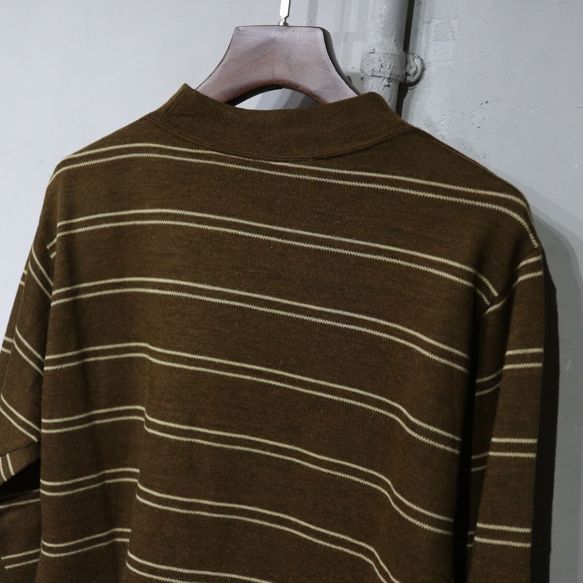 【即決】70s Campus キャンパス ボーダー カットソー アクリルニット セーター ブラウン 茶色 長袖 USA アメリカ製 古着 L_画像6