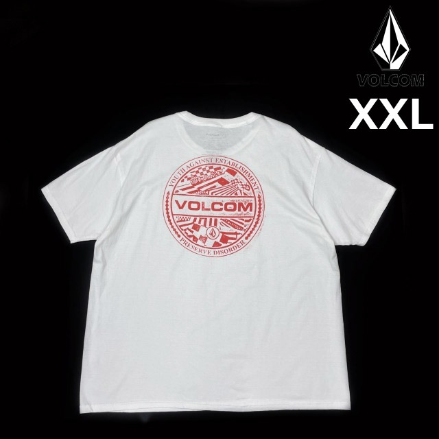 売切り【正規新品】VOLCOM ボルコム◆半袖 Tシャツ スケート サーフ ストーンロゴ 男女兼用 バックプリント(XXL)白 250617-B_画像1